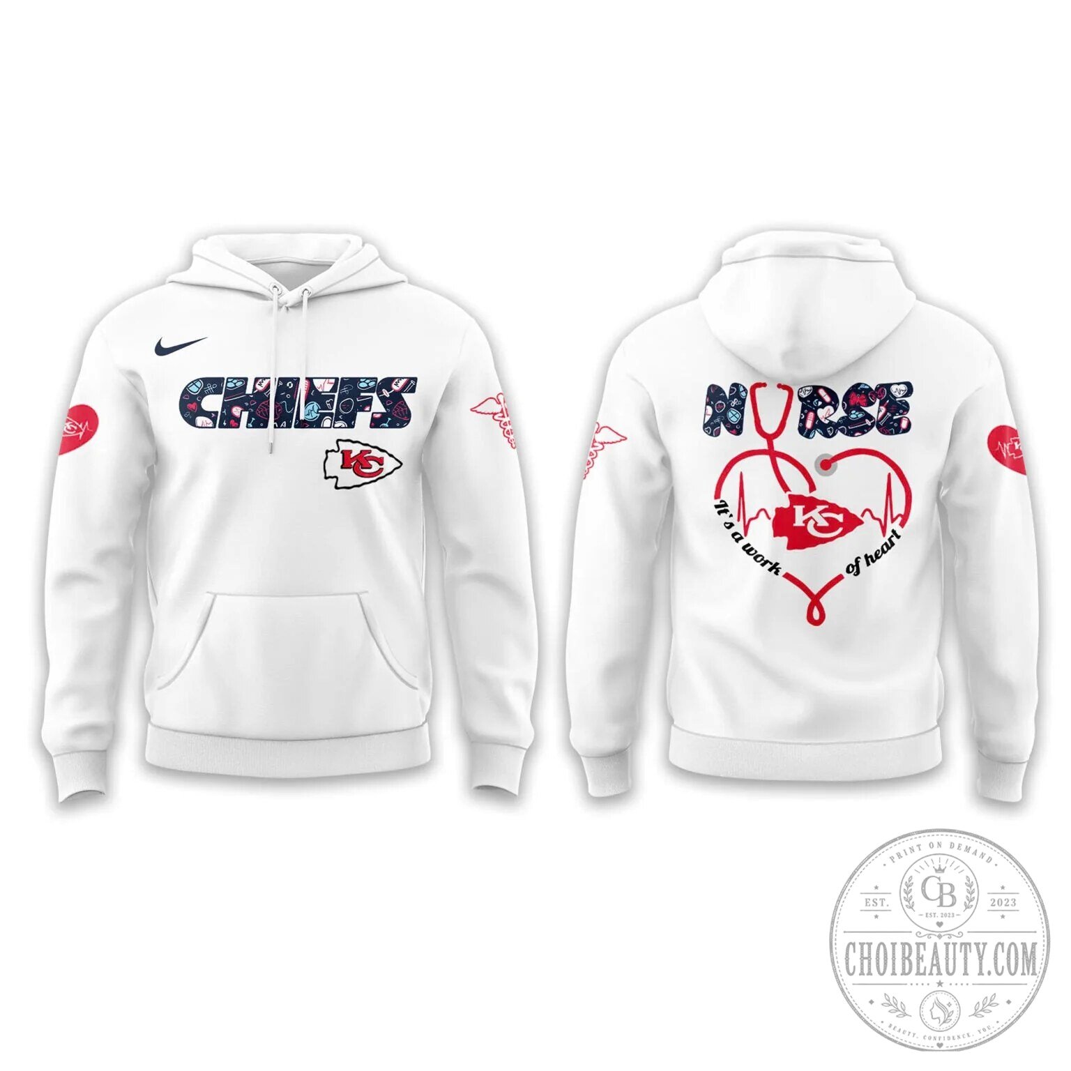 Kansas City Chiefs Nurse Appreciation Night White Hoodie 9 Kansas City Chiefs Nurse Appreciation Night White Hoodie