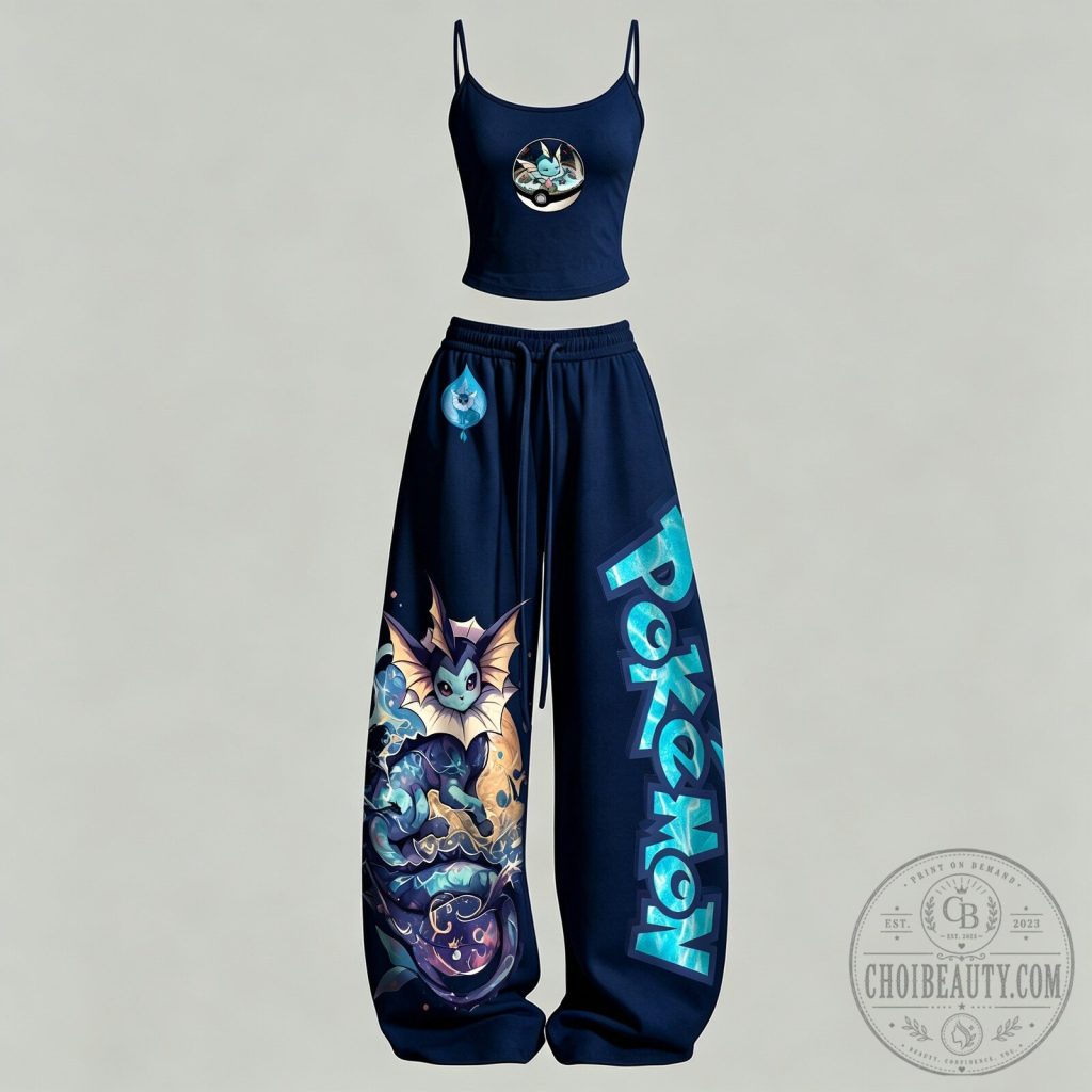 Vaporeon Pokemon Anime Character Women's Tank Top and Pants Set Vaporeon Pokemon Anime Character Women's Tank Top and Pants Set