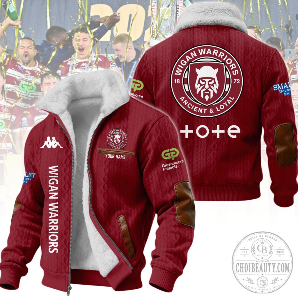 Wigan Warriors Rugby League Football Club Ancient & Loyal Winter Fleece Jacket Wigan Warriors Rugby League Football Club Ancient & Loyal Winter Fleece Jacket