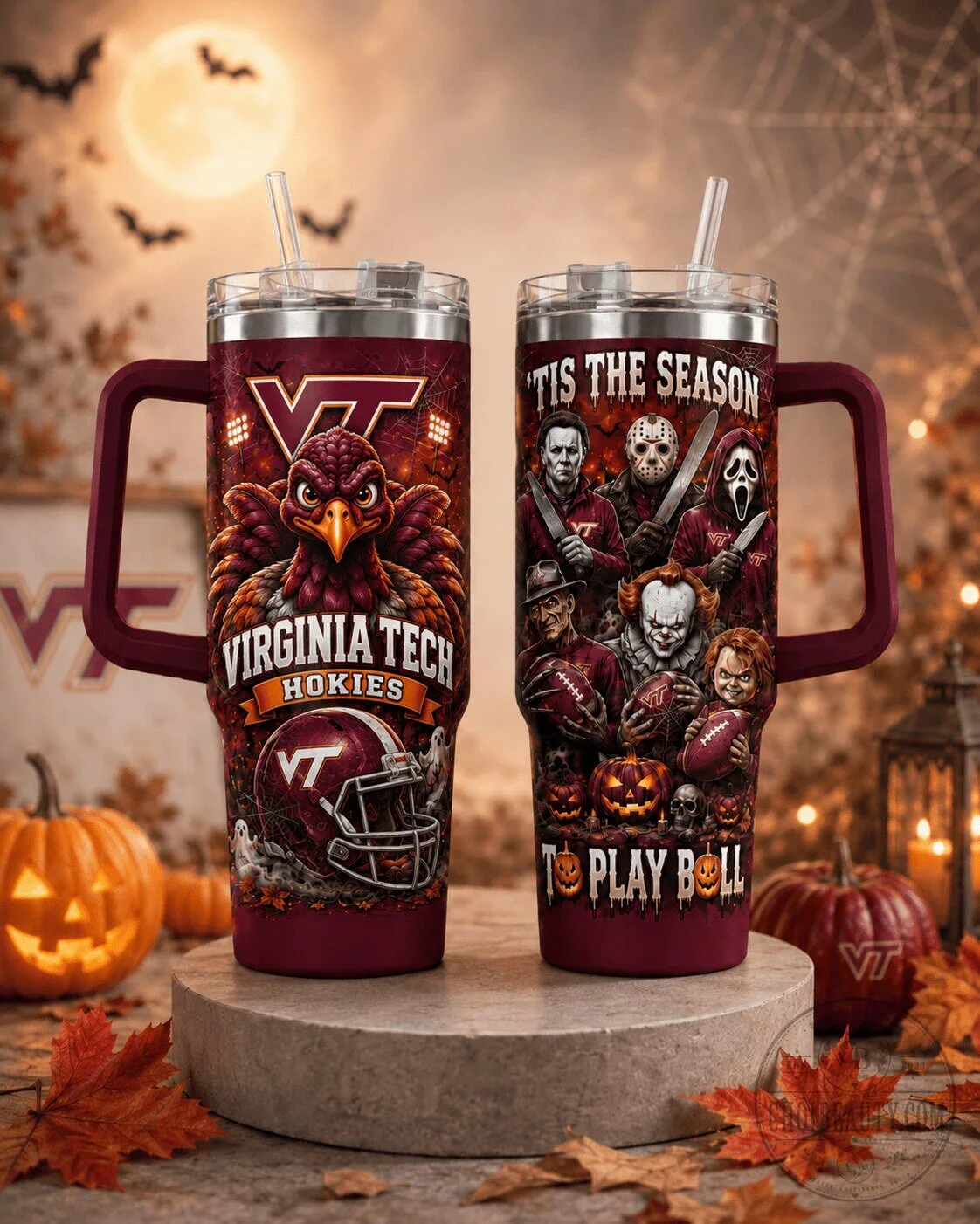 Virginia Tech Hokies Halloween Horror Slashers Stainless Steel Tumbler