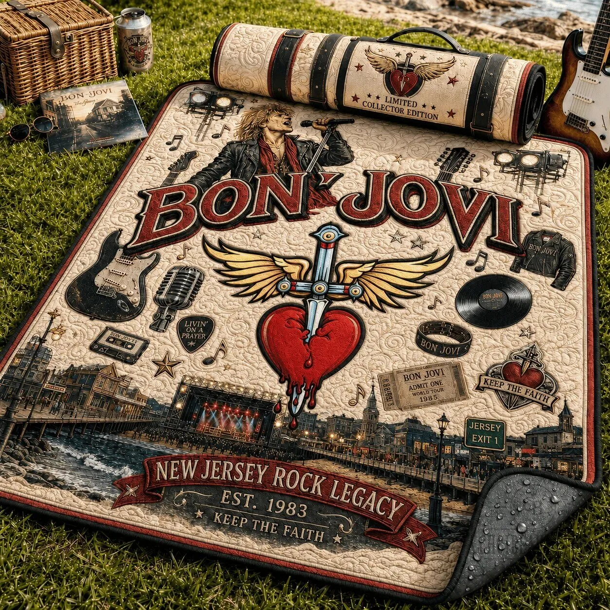 Bon Jovi New Jersey Rock Legacy Limited Collector Edition Picnic Blanket