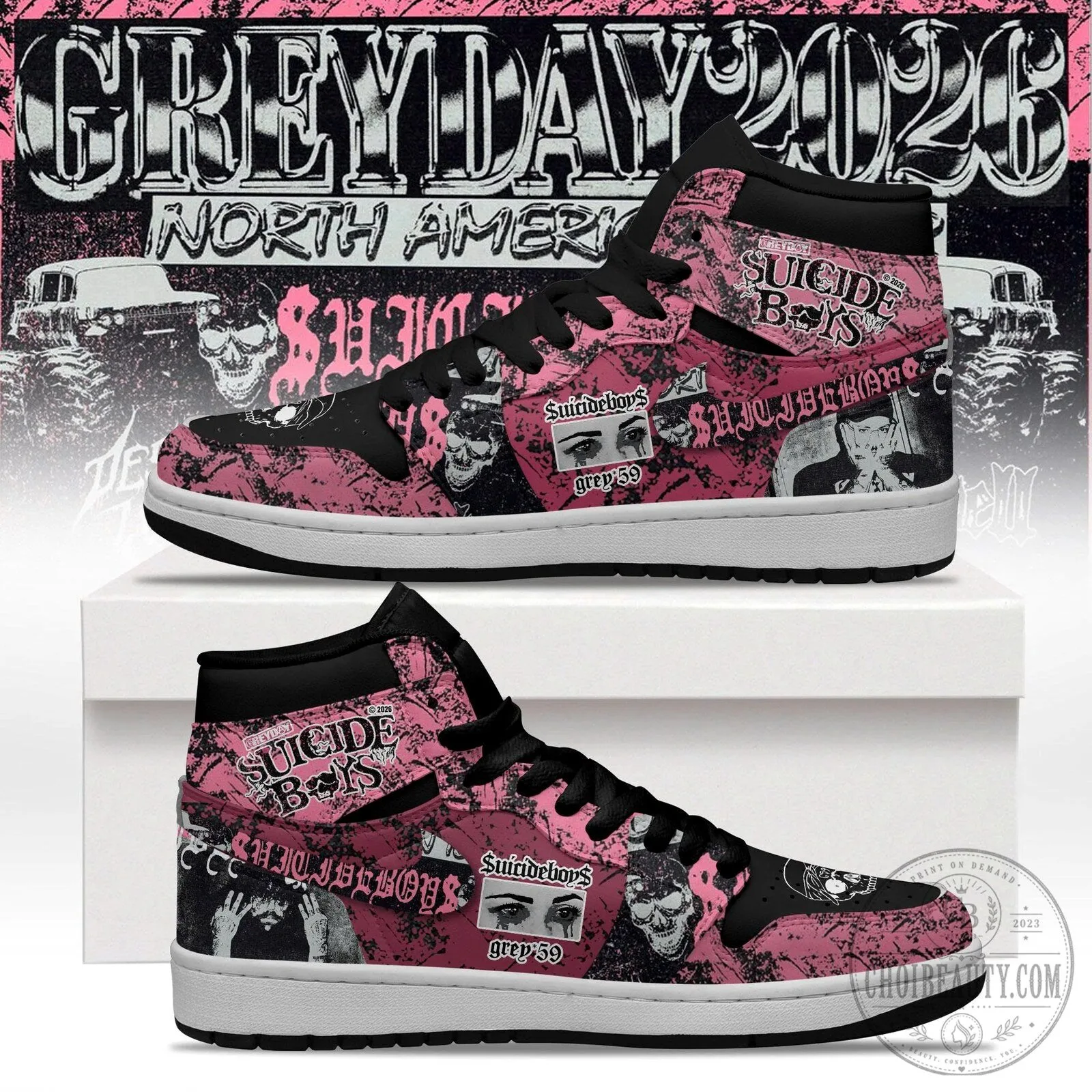 High Top Sneakers for the 2026 North American Tour by Suicideboys Greyday