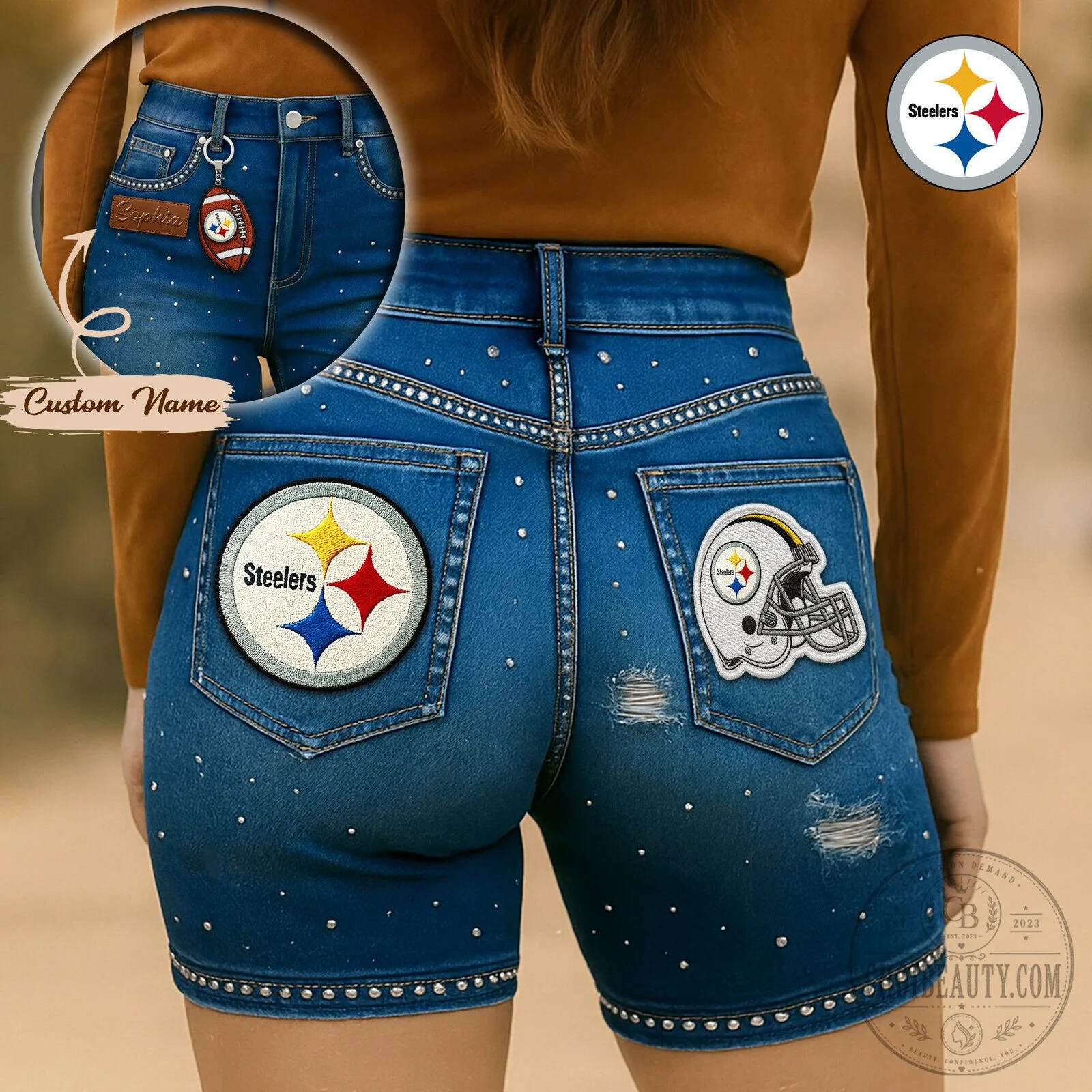 Pittsburgh Steelers NFL Football Team Logo Women's Denim Shorts