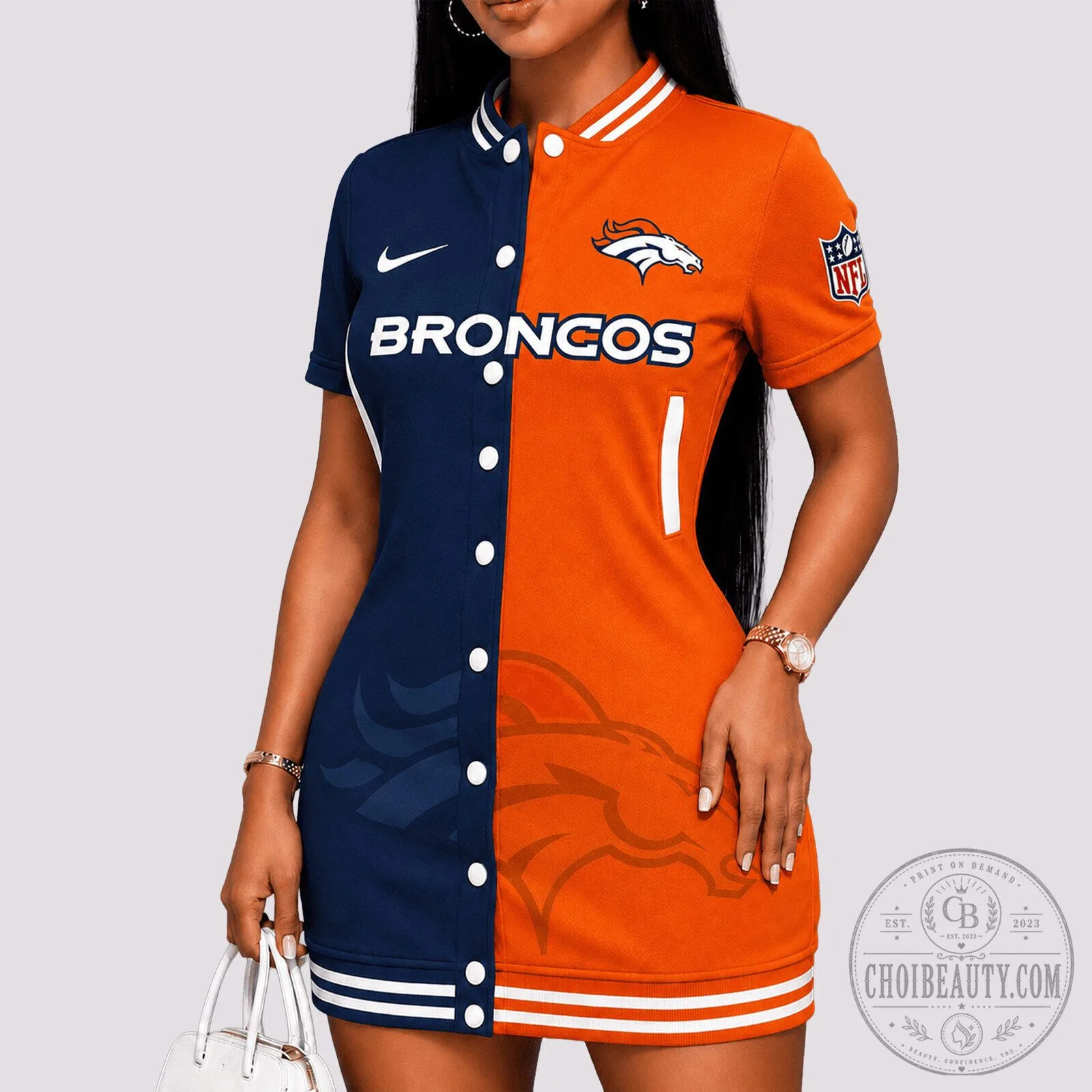 Denver Broncos NFL Football Team Short Sleeve Baseball Dress