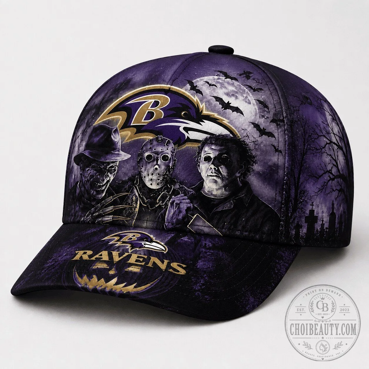 Baltimore Ravens Freddy Krueger Jason Voorhees Michael Myers Halloween Cap Hat