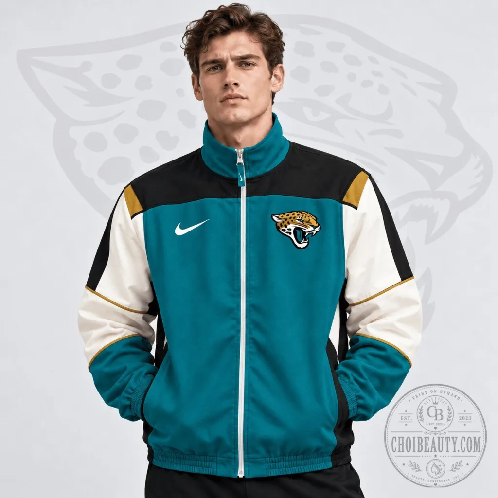 Jacksonville Jaguars National Football League Team Crest Color Block Jacket Jacksonville Jaguars National Football League Team Crest Color Block Jacket