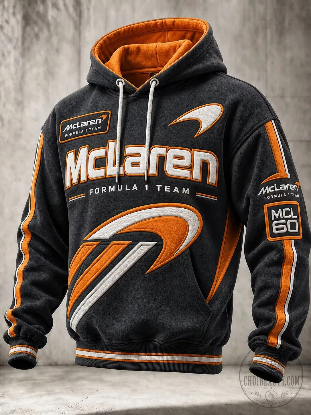 McLaren Formula 1 Team Racing MCL60 Black and Orange Hoodie