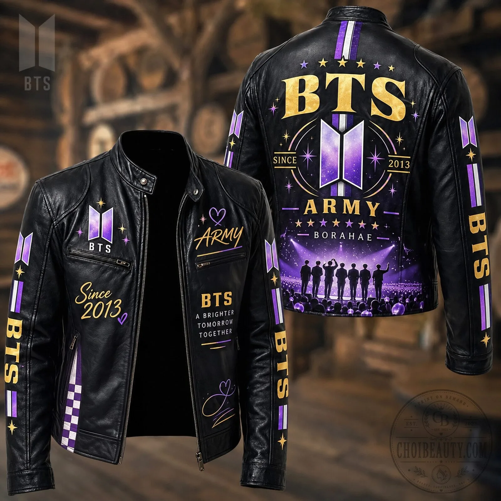 BTS K-Pop Band Concert Fan Black Leather Jacket