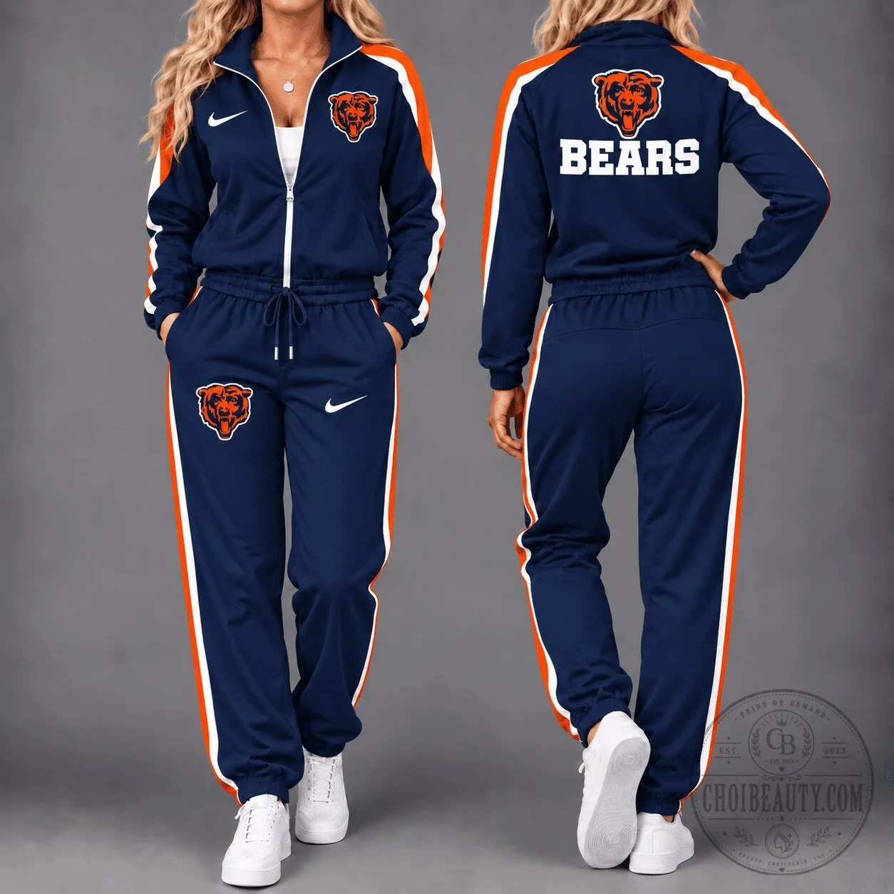 Navy Blue Tracksuit Set for Chicago Bears NFL Football Team
