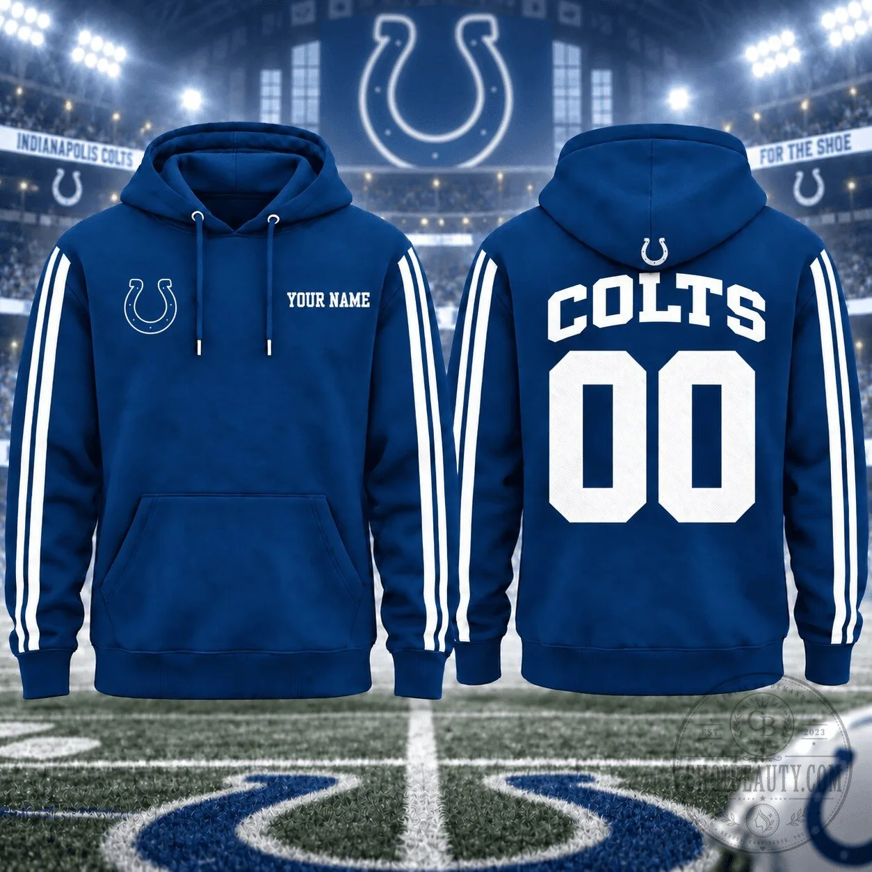 Custom NFL Football Hoodie with Name and Number for Indianapolis Colts Fans