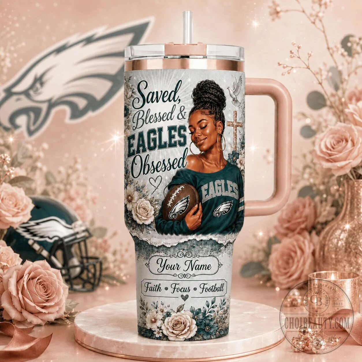 Philadelphia Football Eagles Obsessed Stainless Steel Tumbler with Handle