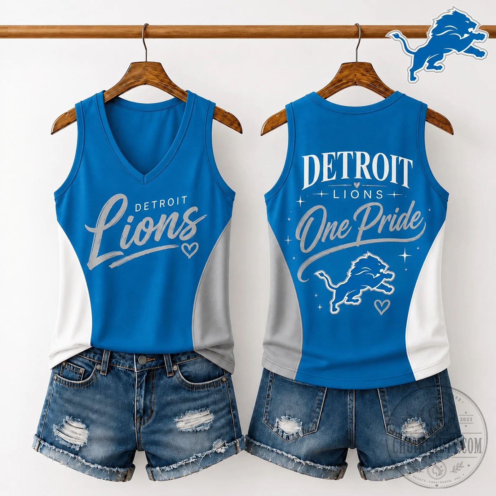 Detroit Lions Fan Women's V-Neck Tank Top 1 Detroit Lions Fan Women's V-Neck Tank Top