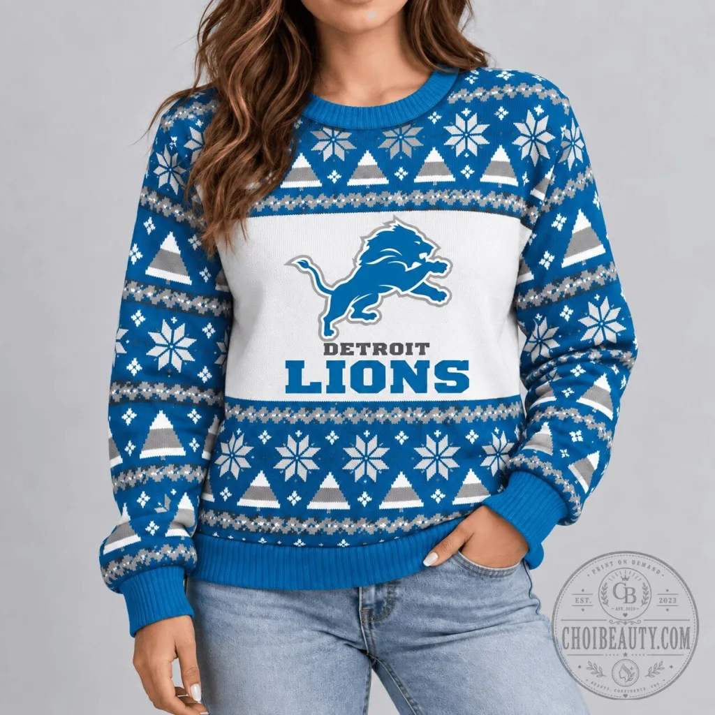 Detroit Lions Fan Ugly Christmas Sweater NFL Football Team Apparel Detroit Lions Fan Ugly Christmas Sweater NFL Football Team Apparel