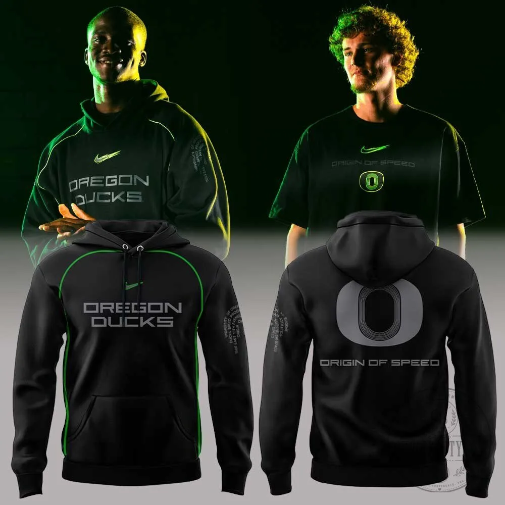 Oregon Ducks Origin of Speed Collection Black and Green Hoodie