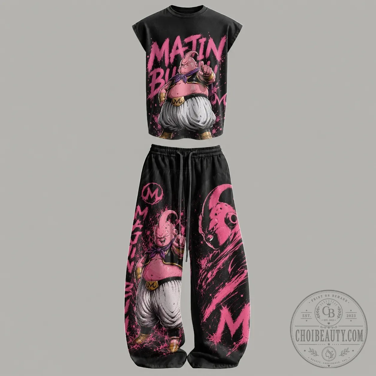 Dragon Ball Z Majin Buu Character Graphic Print Tank Top and Pants Set