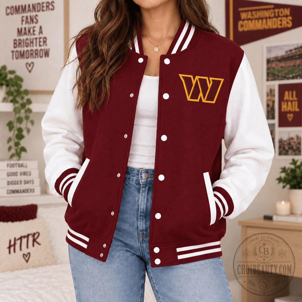 Washington Commanders Football Team Varsity Bomber Jacket