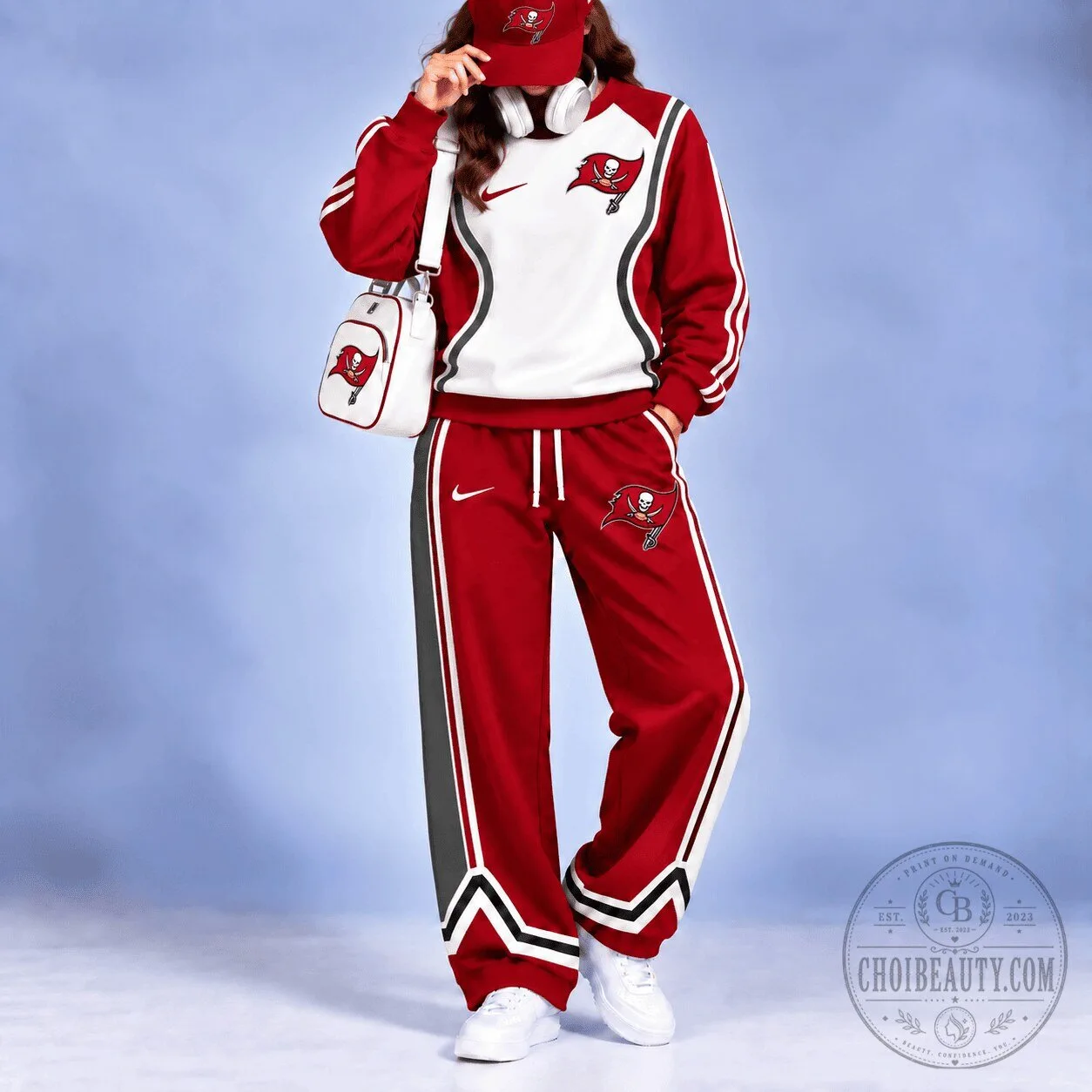 Tampa Bay Buccaneers National Football League Team Logo Red and White Sweatshirt and Pants Set