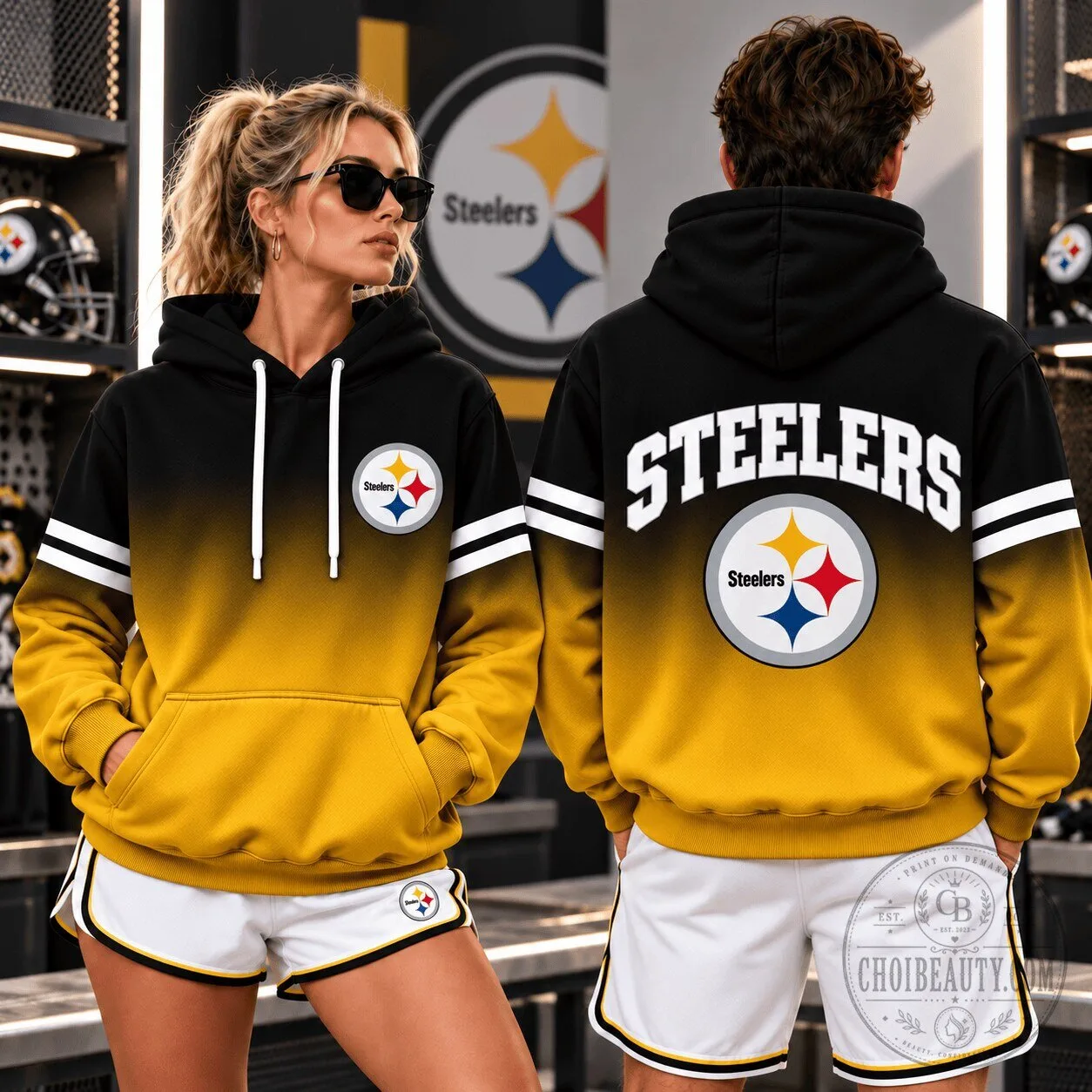 Pittsburgh Steelers Gradient Black and Gold NFL Team Hoodie