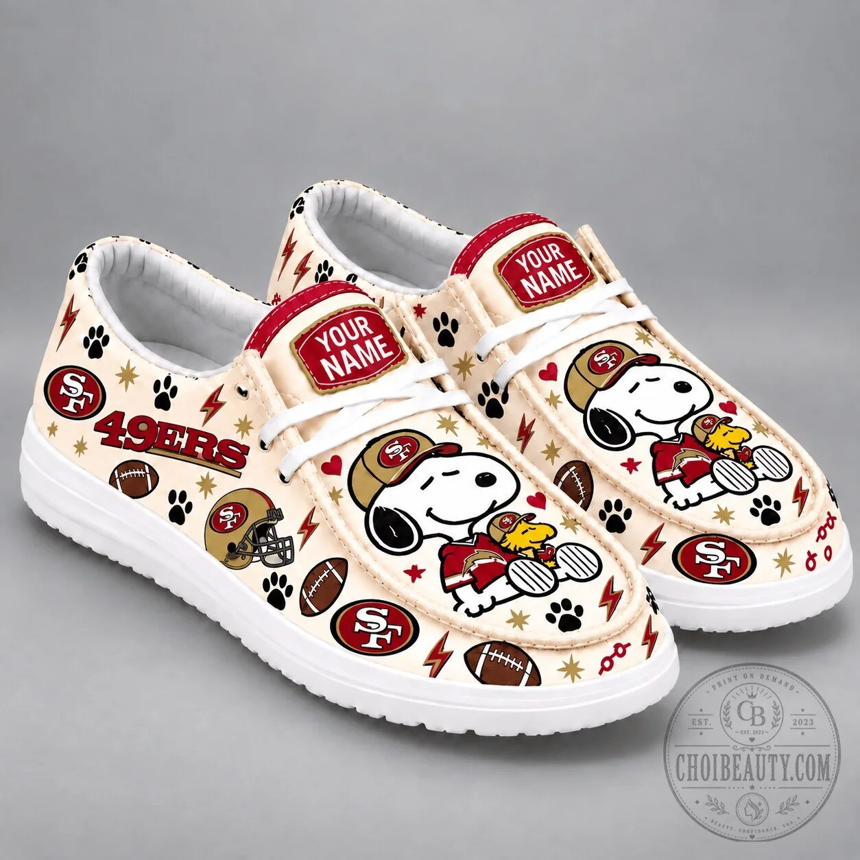 San Francisco 49ers Snoopy Personalized Canvas Shoes
