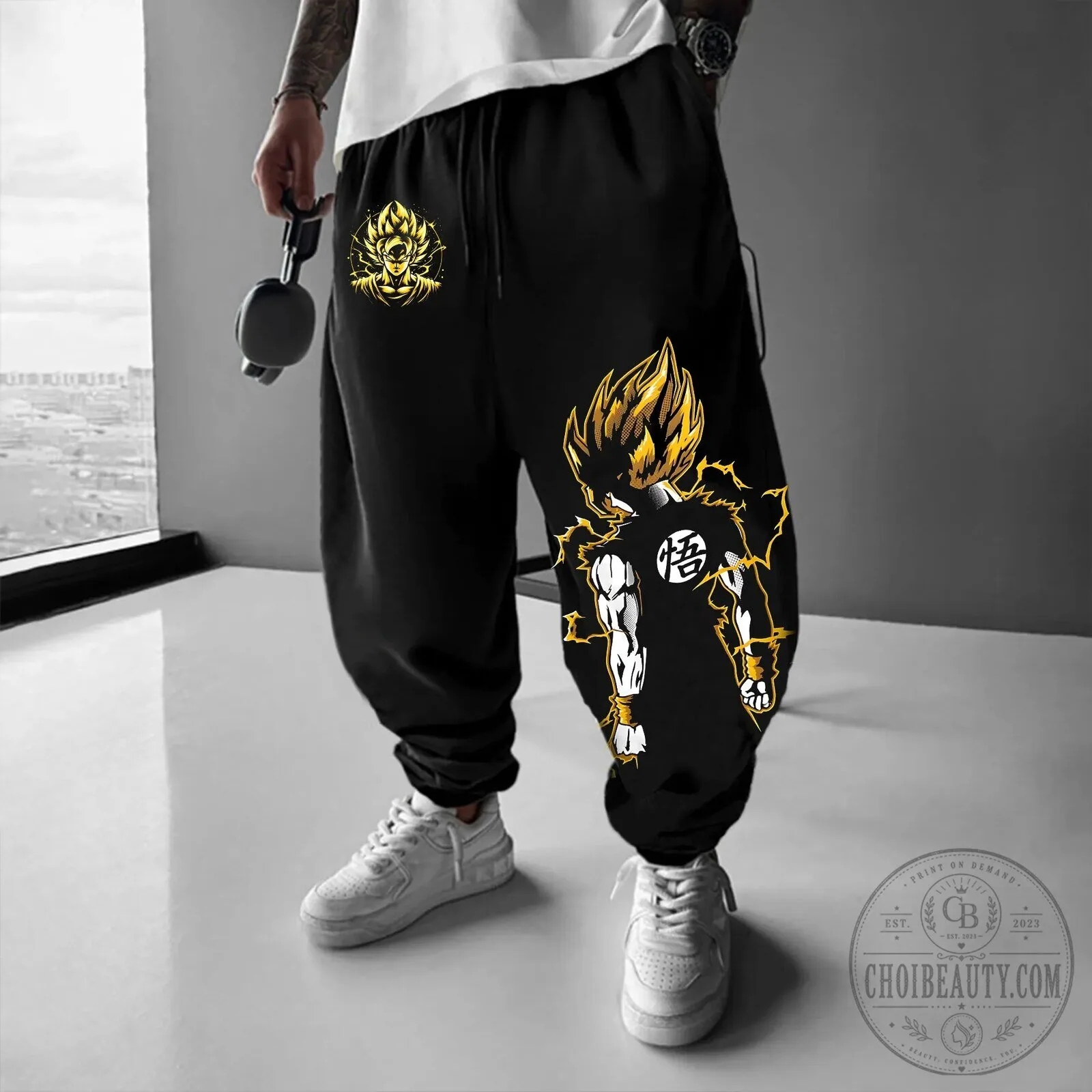 Dragon Ball Z Super Saiyan Goku Anime Black Unisex Jogger Pants