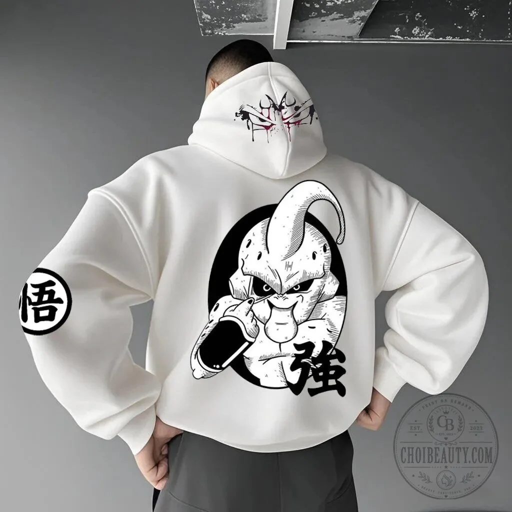 Dragon Ball Z Majin Buu White Anime Graphic Oversized Hoodie