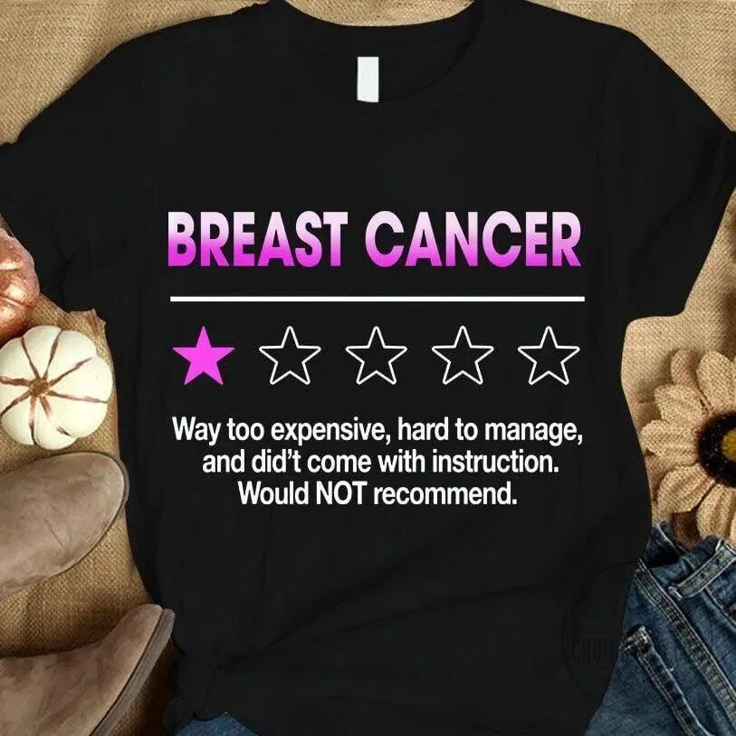 Breast Cancer Awareness Funny Review Quote Black T-Shirt