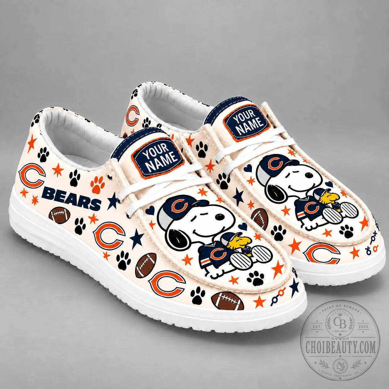 Chicago Bears Snoopy Personalized Slip-On Shoes for Women and Men