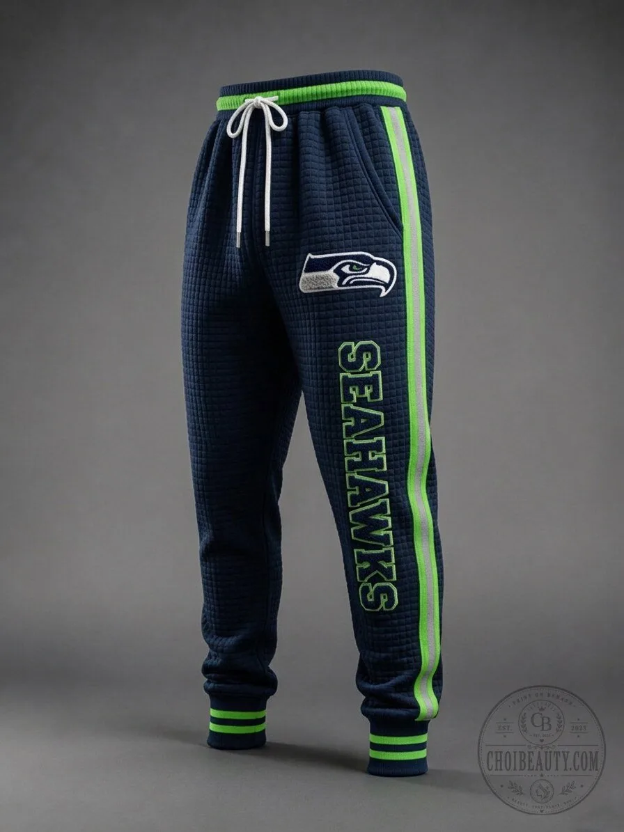 Seattle Seahawks Navy Blue Waffle Knit Jogger Pants