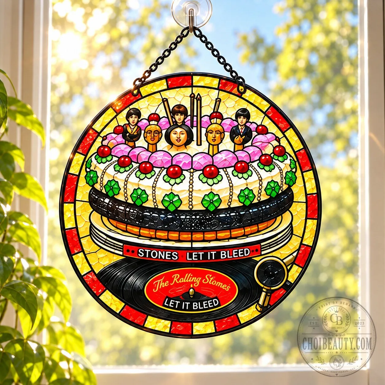 The Rolling Stones Let It Bleed Album Stained Glass Sun Catcher Window Hanging