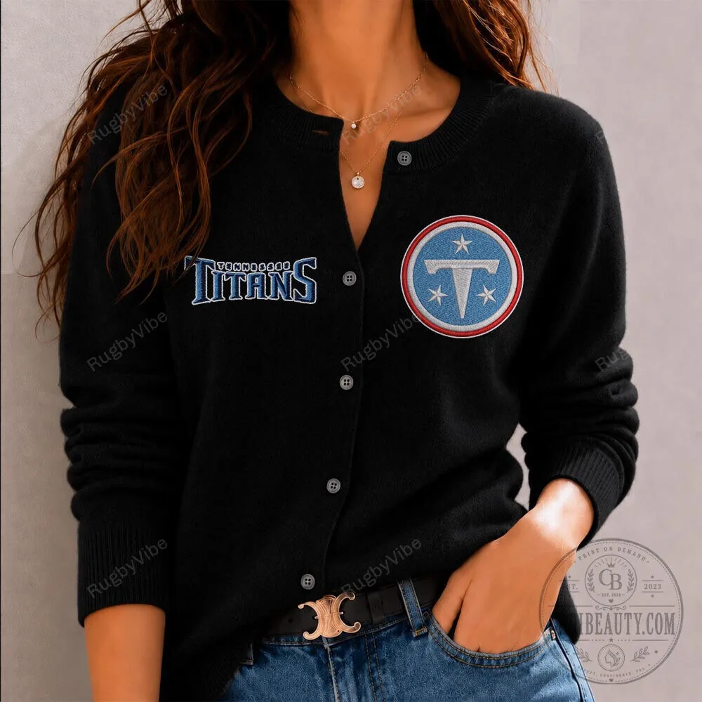 Tennessee Titans Women's Embroidered Cardigan Sweater 1 Tennessee Titans Women's Embroidered Cardigan Sweater