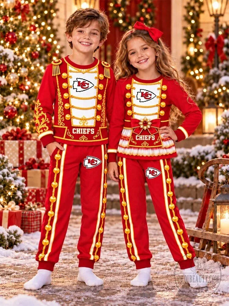 Kansas City Chiefs Christmas Nutcracker Matching Pajamas Set for Kids
