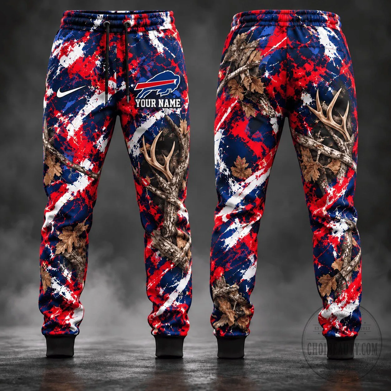 Buffalo Bills Custom Name Camouflage Splatter Pattern Jogger Pants 1 Buffalo Bills Custom Name Camouflage Splatter Pattern Jogger Pants