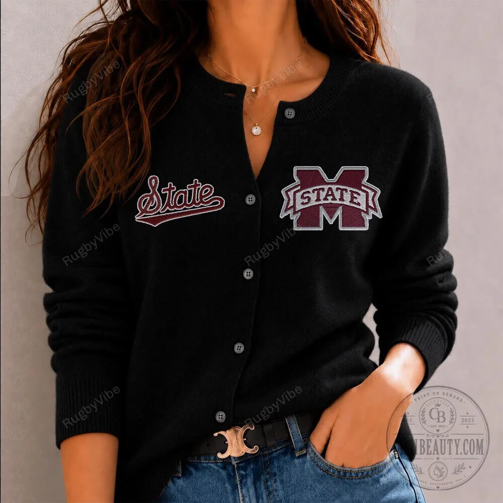Mississippi State Bulldogs Embroidered Cardigan Sweater