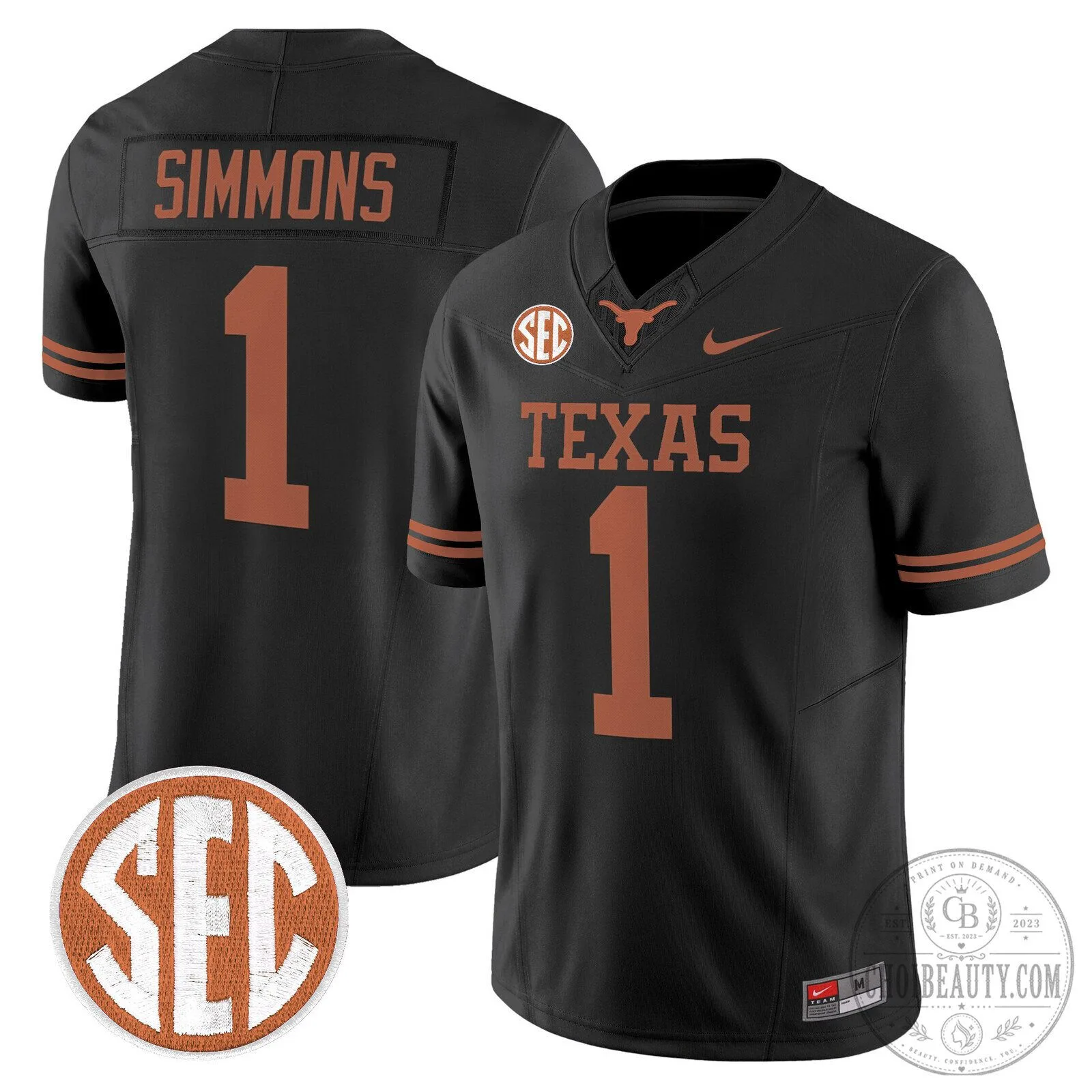 Texas Longhorns Football Team Black Vapor Limited Jersey