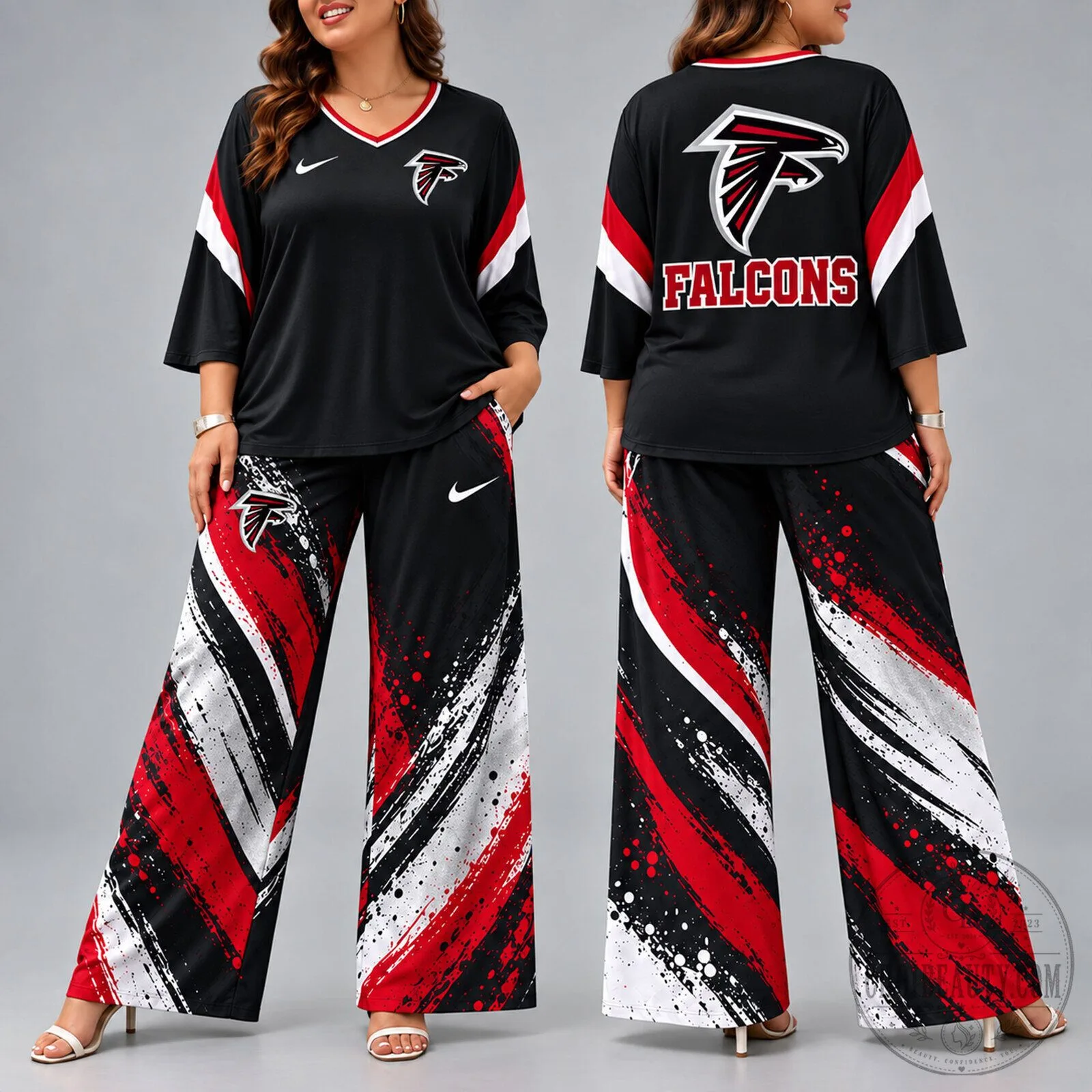 Atlanta Falcons National Football League Team Spirit V-Neck Shirt and Pants Set