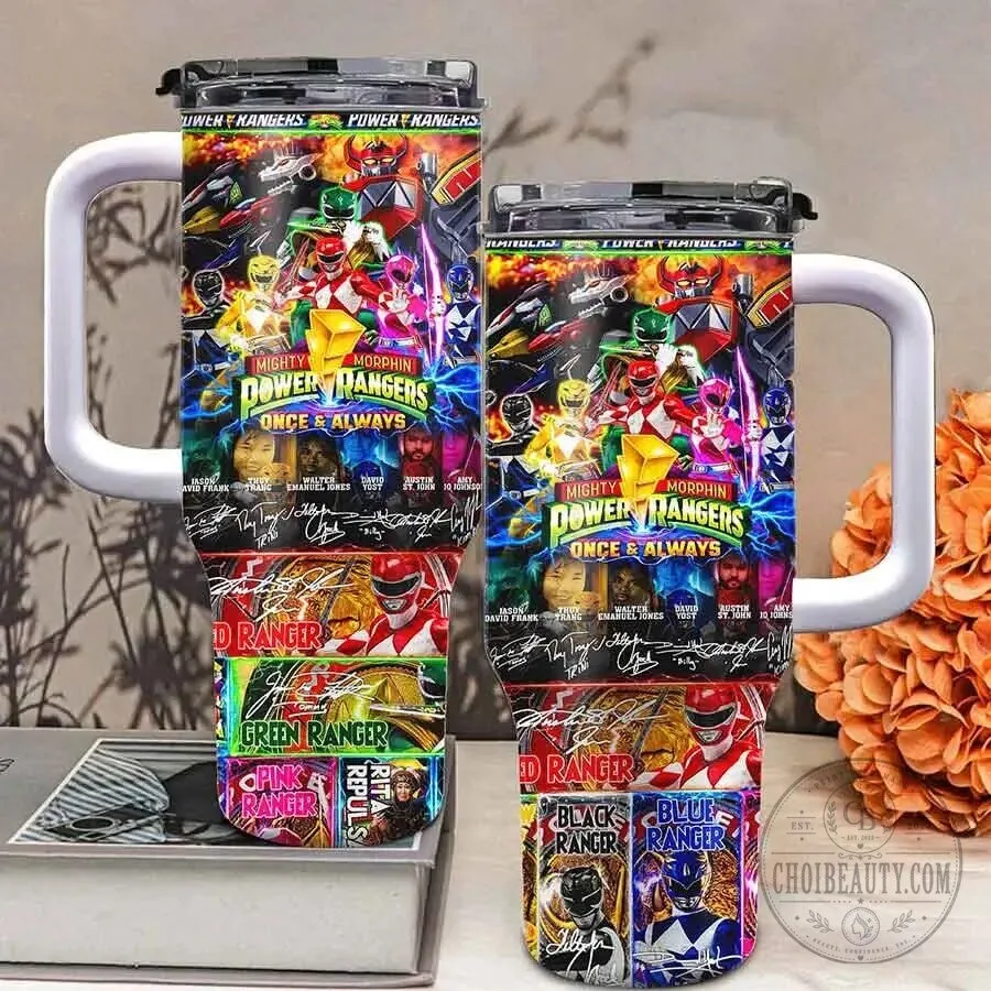 Once And Always Tumbler With Handle Featuring Mighty Morphin Power Rangers