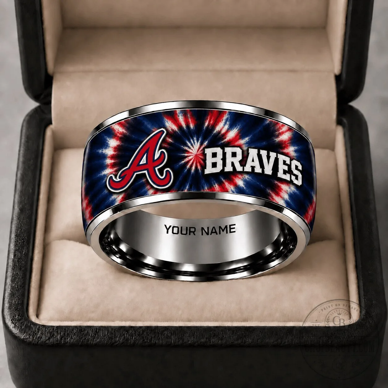 Atlanta Braves Tie-Dye Personalized Baseball Team Fan Ring