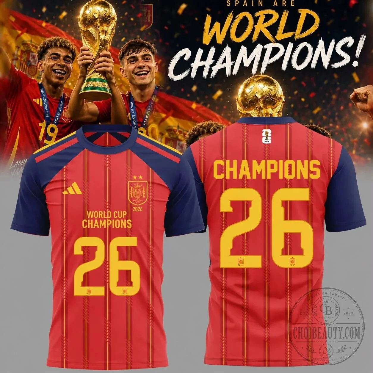 2026 World Cup Champions Red Jersey of the Spain National Football Team