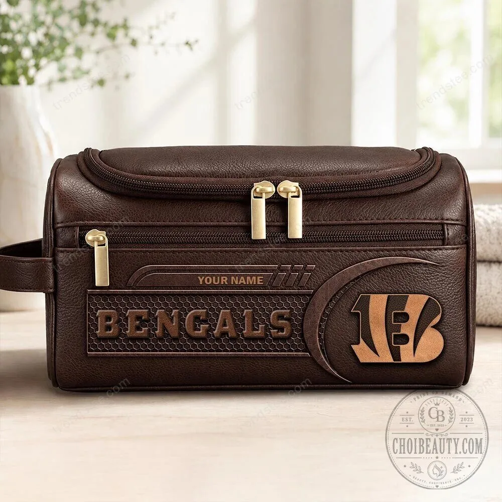 Cincinnati Bengals Leather Travel Toiletry Bag
