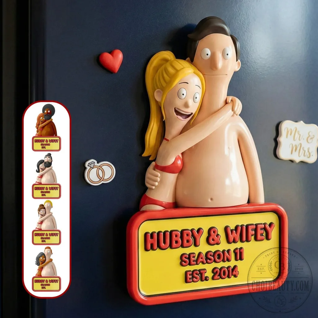 Hubby And Wifey Personalized Refrigerator Magnet Hubby And Wifey Personalized Refrigerator Magnet