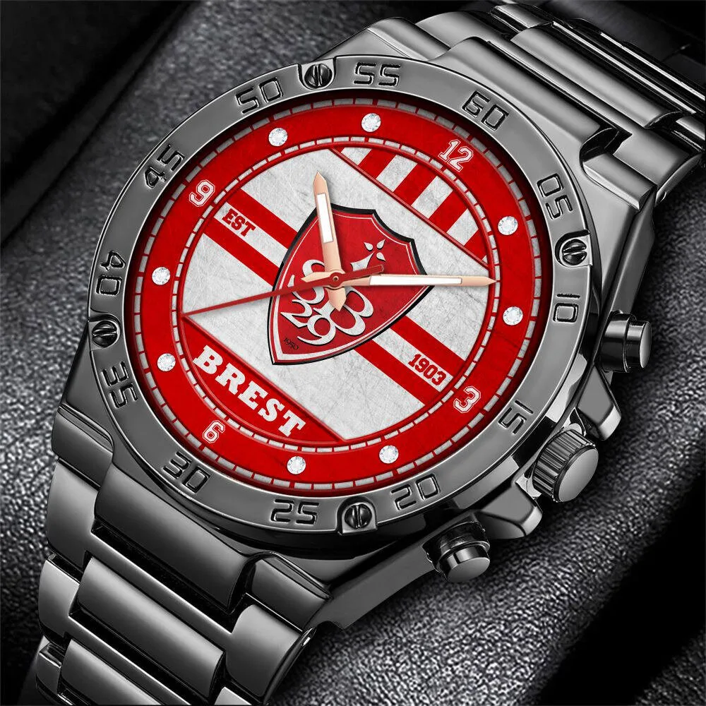 Stade Brestois 29 Football Club Team Logo Stainless Steel Watch