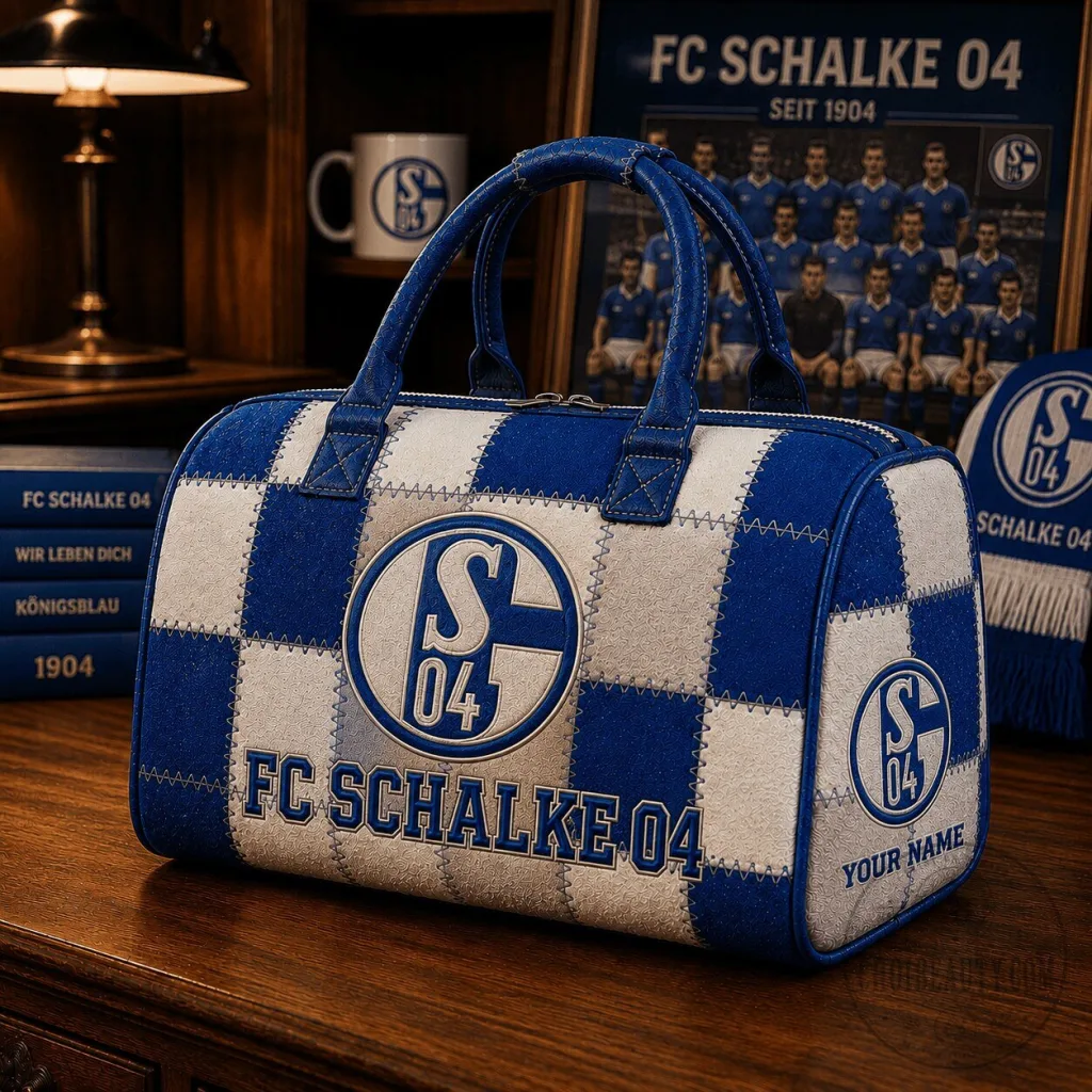 FC Schalke 04 Bundesliga Blue White Checkered Quilted Duffel Bag FC Schalke 04 Bundesliga Blue White Checkered Quilted Duffel Bag