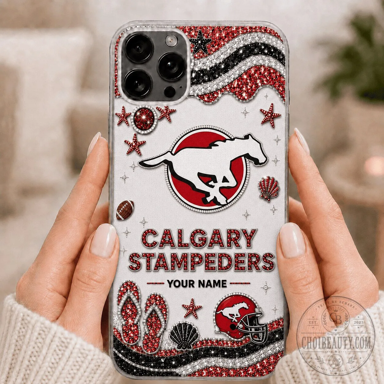 Calgary Stampeders Football Team Custom Name Glitter Phone Case 1 Calgary Stampeders Football Team Custom Name Glitter Phone Case