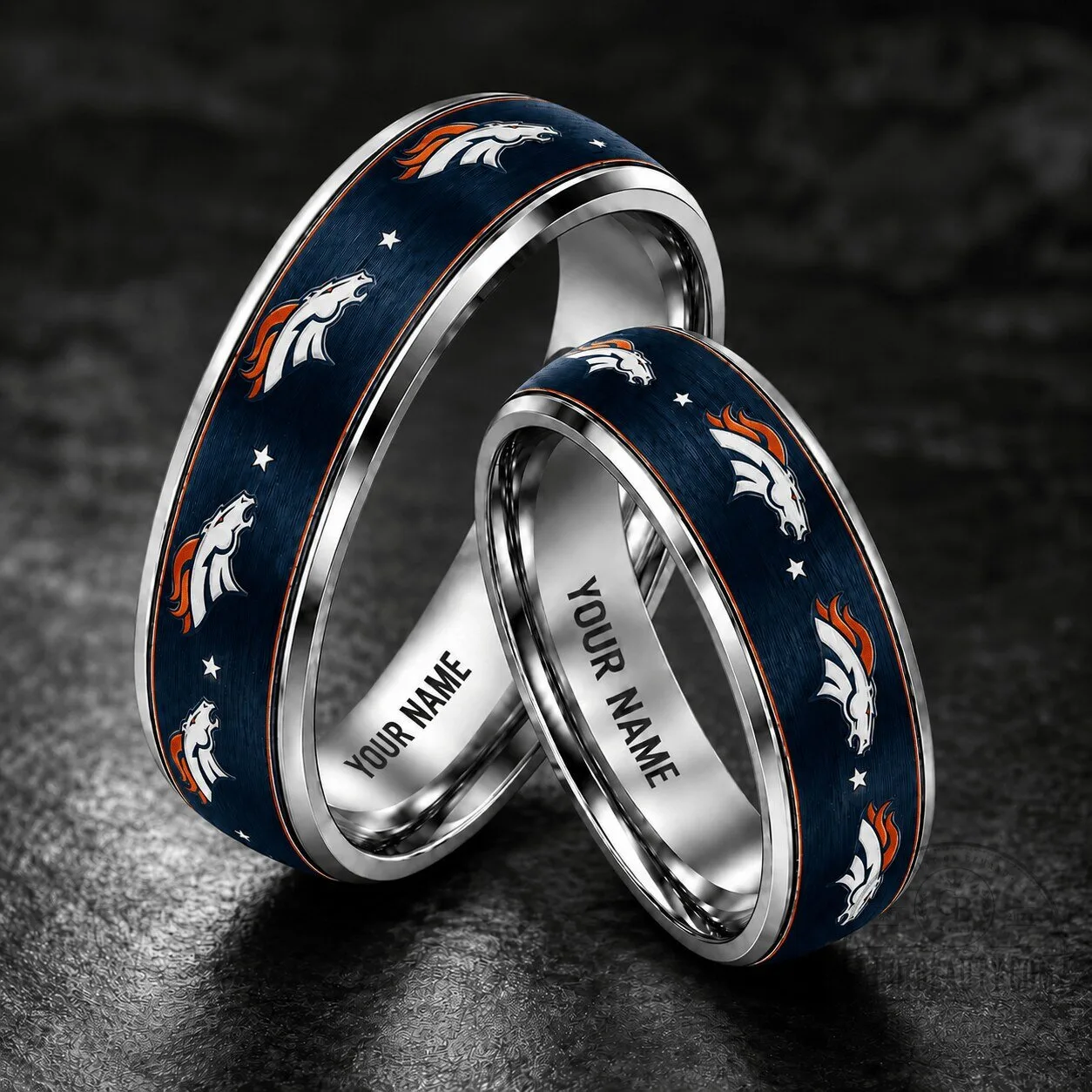 Denver Broncos Personalized Tungsten Ring