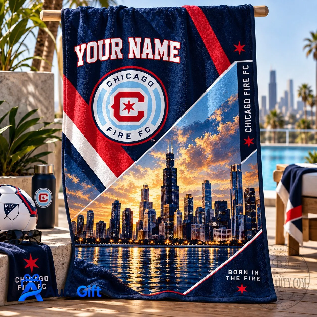 Chicago Fire Football Club MLS Personalized Beach Towel