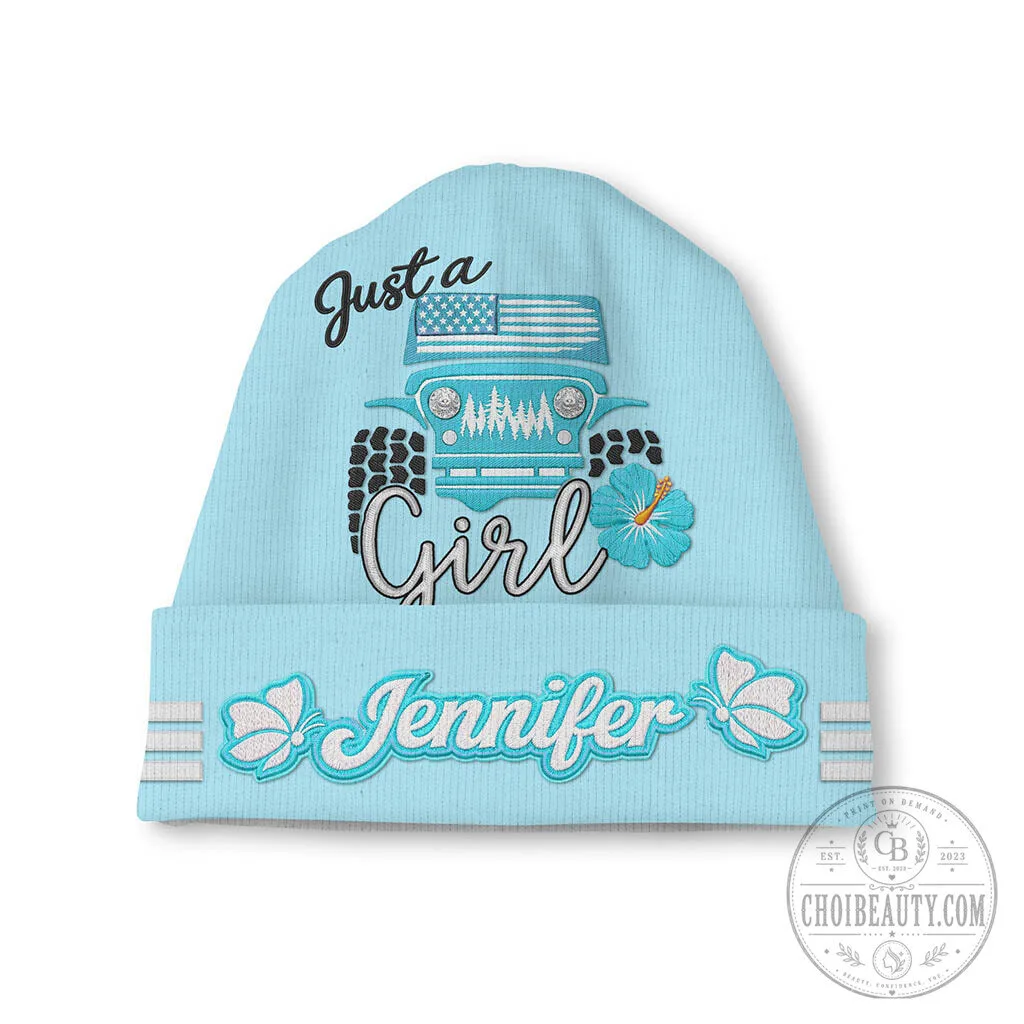 Just a Jeep Girl Offroad Personalized Pink Beanie Hat with Hibiscus Flower 18 Just a Jeep Girl Offroad Personalized Pink Beanie Hat with Hibiscus Flower