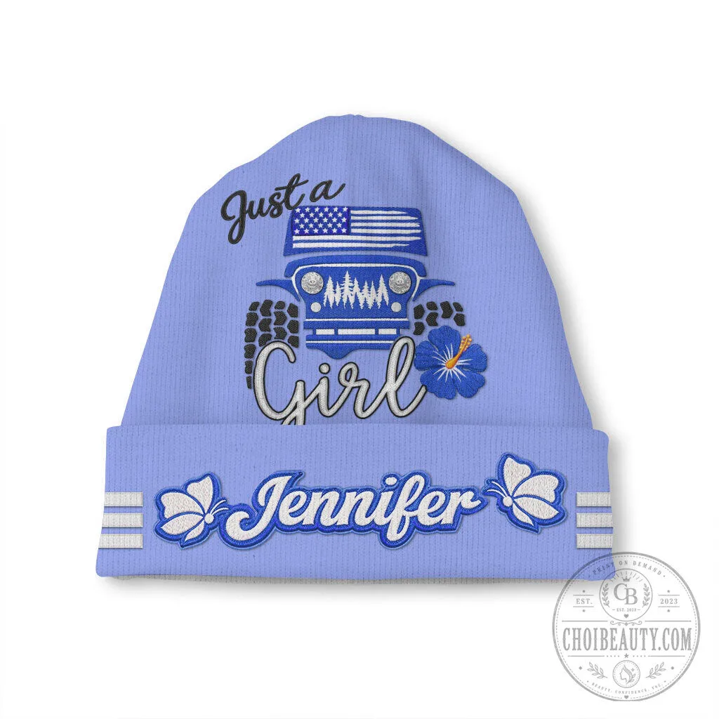 Just a Jeep Girl Offroad Personalized Pink Beanie Hat with Hibiscus Flower 19 Just a Jeep Girl Offroad Personalized Pink Beanie Hat with Hibiscus Flower