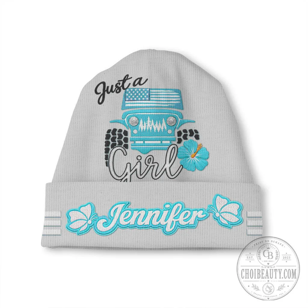Just a Jeep Girl Offroad Personalized Pink Beanie Hat with Hibiscus Flower 25 Just a Jeep Girl Offroad Personalized Pink Beanie Hat with Hibiscus Flower