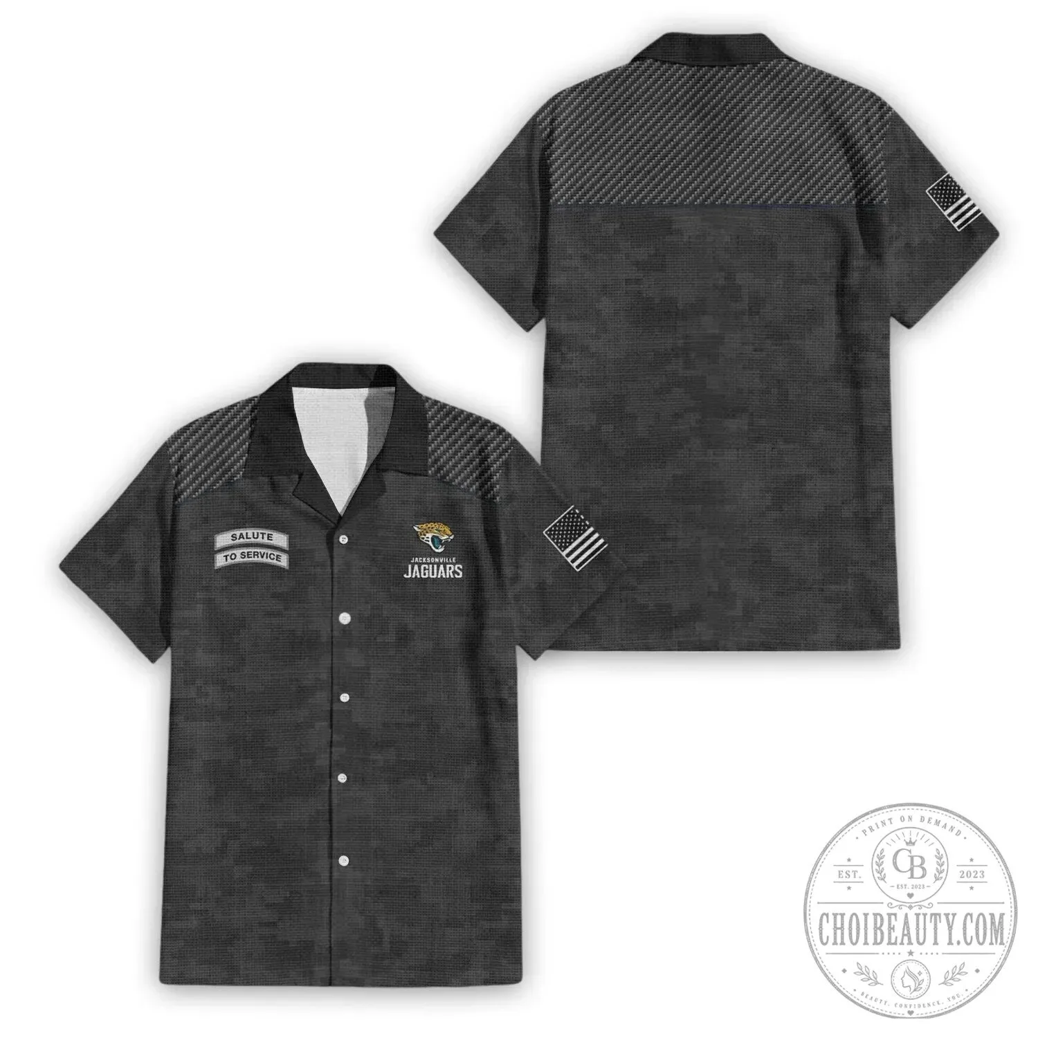 Hawaiian Shirt in Digital Camouflage for Jacksonville Jaguars Salute To Service 2 Hawaiian Shirt in Digital Camouflage for Jacksonville Jaguars Salute To Service