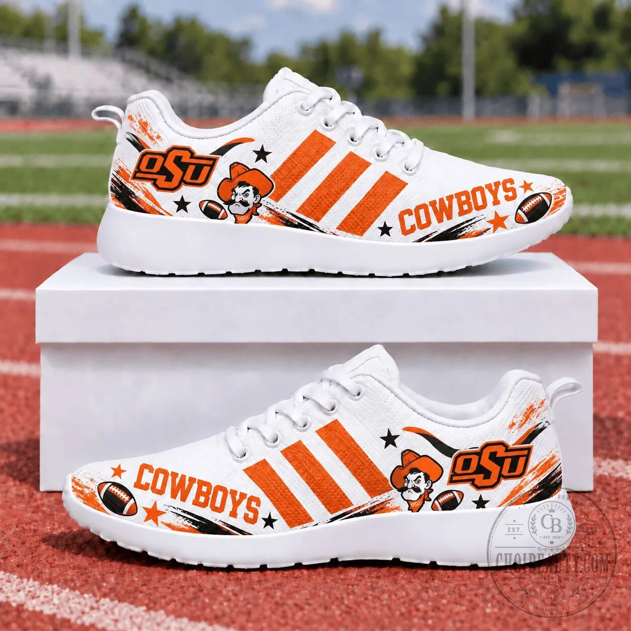 Oklahoma State Cowboys Football Team White Casual Sneakers Running Shoes